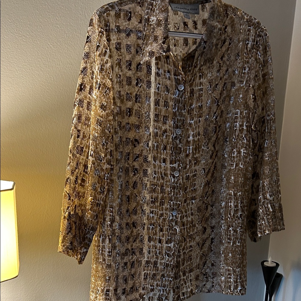 Women's Brown Patterned Blouse